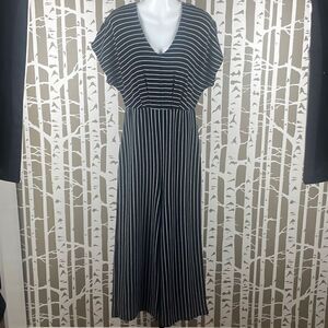 Altar'd State Striped Ribbed Knit Cropped V-Neck Jumpsuit M